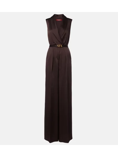 Cu centură salopetă Max Mara din satin maro