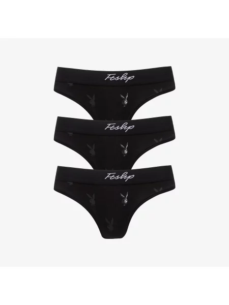 Chiloței Playboy x FTSHP Underwear Womans Brief 3 Pack Black XL negru