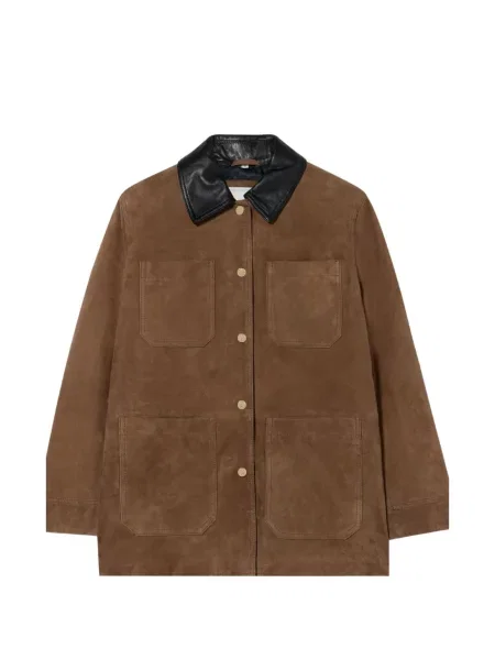 Gulerat geacă Brooks Brothers din piele de căprioară maro
