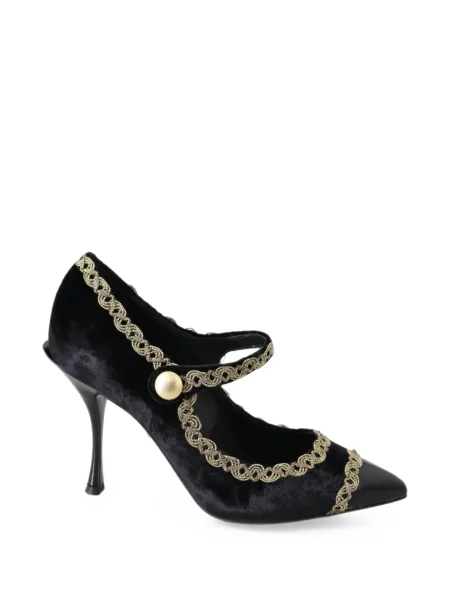 Pantofi cu toc Dolce & Gabbana de catifea negru