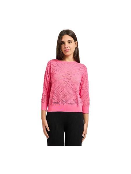 Sweter Yes Zee z perforacją różowy