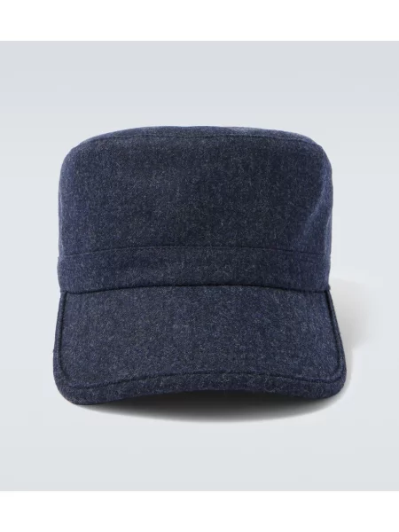 Șapcă Brunello Cucinelli de lână albastru