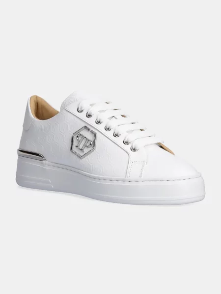 Philipp Plein sneakers din piele Nappa Lo-Top Monogram 01 alb