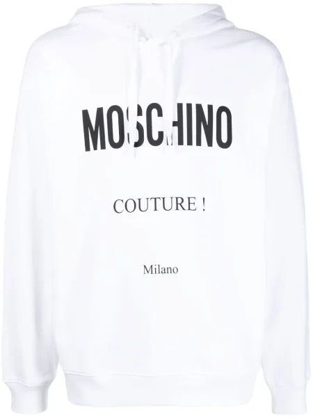 Hanorac cu glugă Moschino cu imagine alb