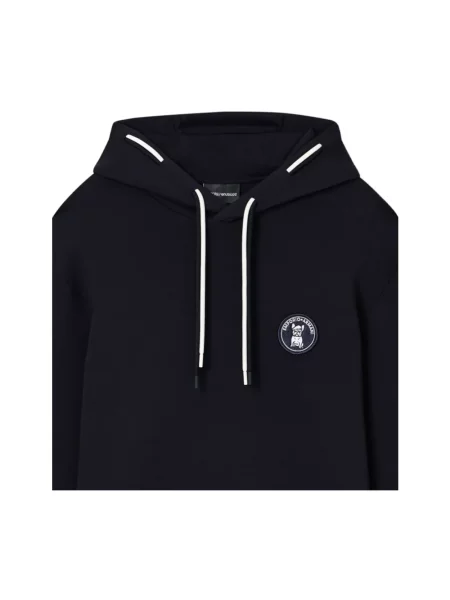 Bluza z kapturem Emporio Armani z kapturem niebieska