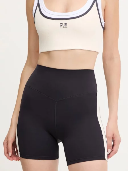 Kratke hlače za trening P.E Nation Freeplay 5 tamno s uzorkom visoki struk plava