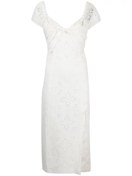 Rochie midi Jacquemus cu broderie până la genunchi alb