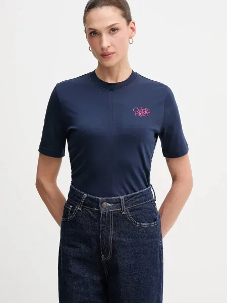 Tričko Calvin Klein Jeans tmavomodrá