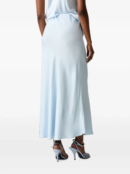 Fustă Haveone din satin evazată albastru