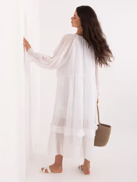 Fusta maxi Italy Moda cu volane alb