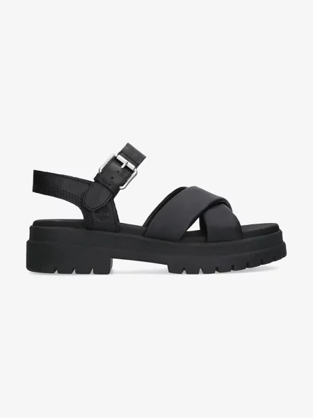 Кожени сандали Timberland London Vibe с платформа черно