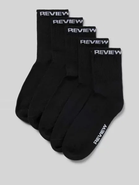 Skarpety z elastycznej mieszanki bawełny z wyhaftowanym logo Review czarne