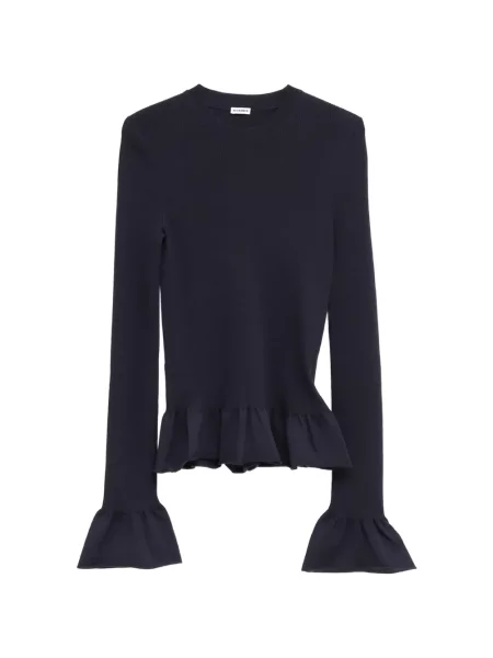 Pulover Jil Sander cu volane albastru