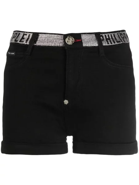 Pantaloni scurți din denim Philipp Plein negru