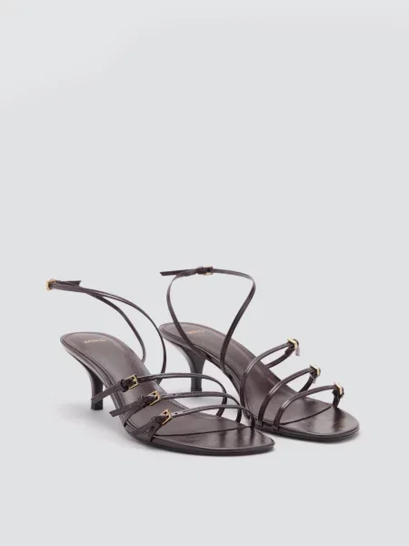 Босоніжки MANGO темно-коричневий поліуретан коричневі