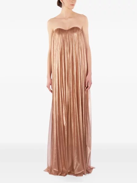 Maksi sukienka maxi Imroska bez ramiączek garniturowa brązowa