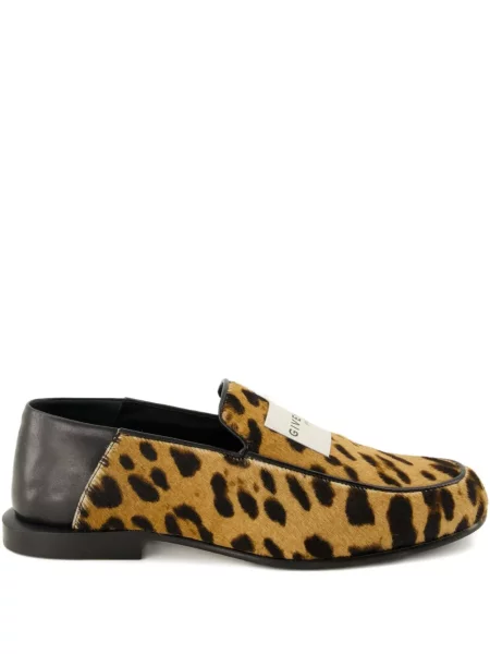 Kožené leopardí loafers Givenchy s potiskem černé