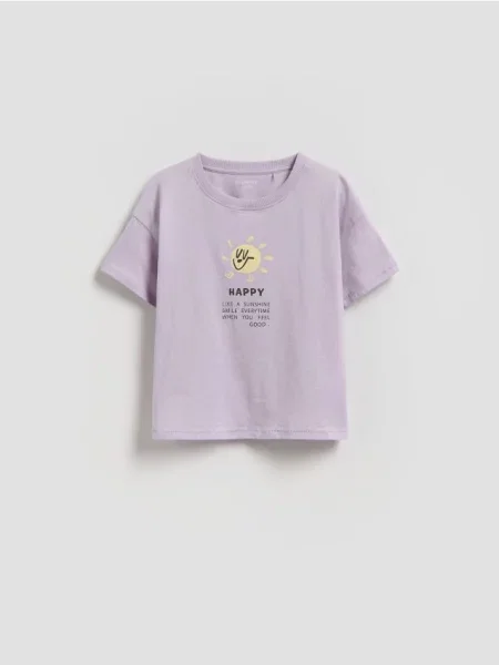 Reserved Tricou din cu imprimeu lavand