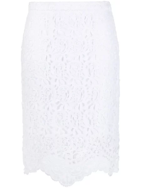 Fustă midi Burberry din dantelă până la genunchi alb