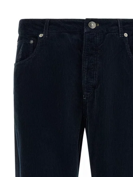 Pantaloni Brunello Cucinelli de catifea cord albastru