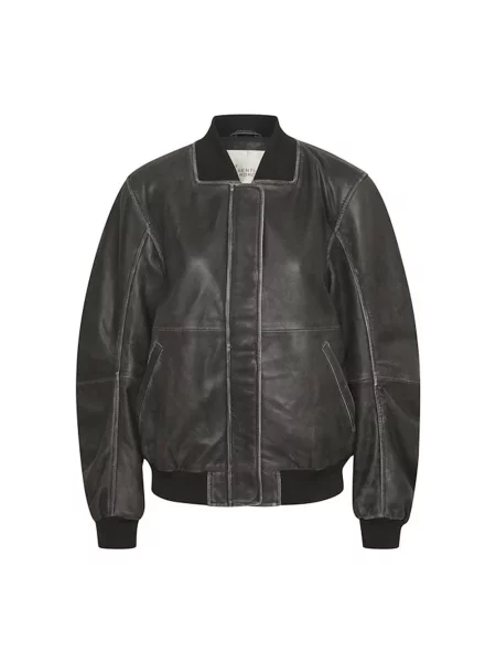 Kurtka skórzana My Essential Wardrobe retro szara