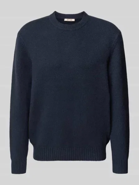 Sweter o kroju relaxed fit z mieszanki bawełny z dodatkiem wełny model ‘JAMES’ Only & Sons granatowy