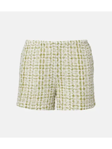 Pantaloni scurți Velvet cu broderie de catifea verde