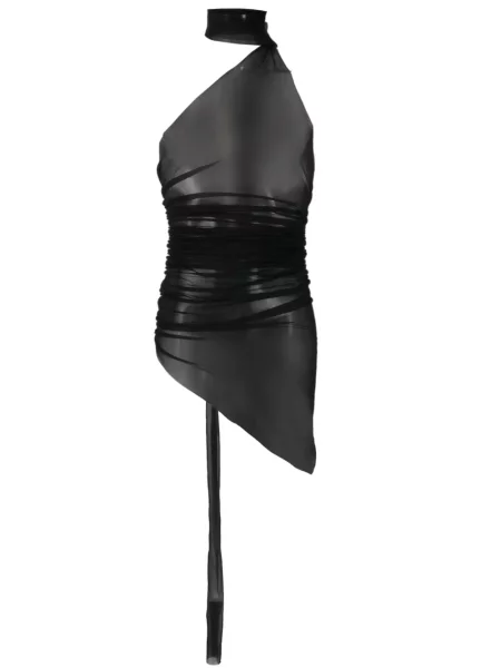 Top Ludovic De Saint Sernin transparente cu gât halter negru