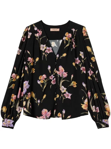 Cămașă Twinset cu model floral negru