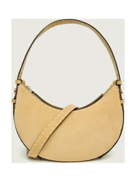 Tory Burch geantă de mână din piele întoarsă Romy bej