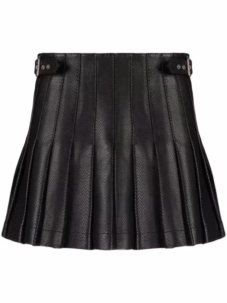 Fustă din piele Philosophy Di Lorenzo Serafini plisată negru