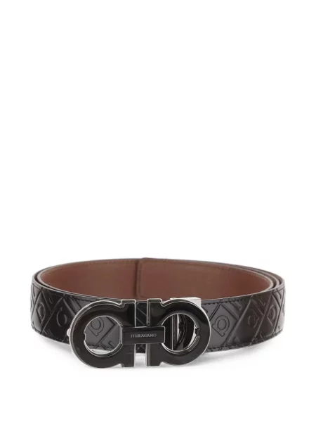 Cu centură reversibil curea Ferragamo din piele negru