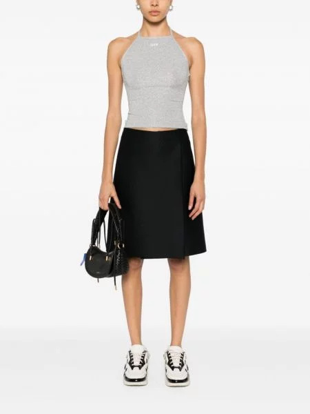 Bluzka Off-white z nadrukiem z dekoltem halter biała