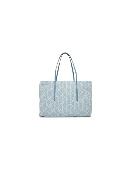 Táska Calvin Klein Emblem Aop Denim Tote W/ Pouch kék