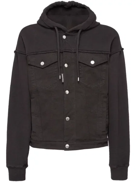 Geacă de blugi Dsquared2 cu glugă negru
