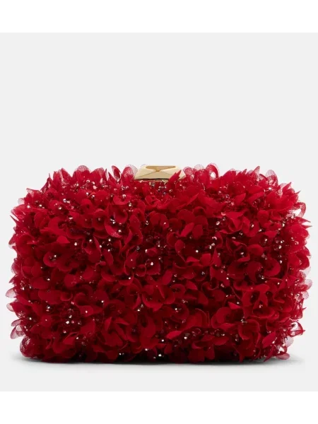 Geantă plic Jimmy Choo din satin roșu