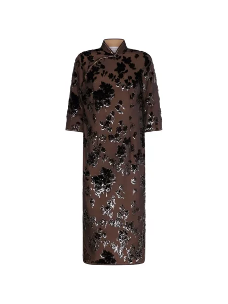 Gulerat rochie Pierre-louis Mascia de catifea cu model floral maro