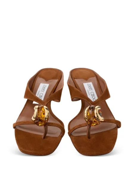 Papuci tip mules Jimmy Choo cu strasuri maro