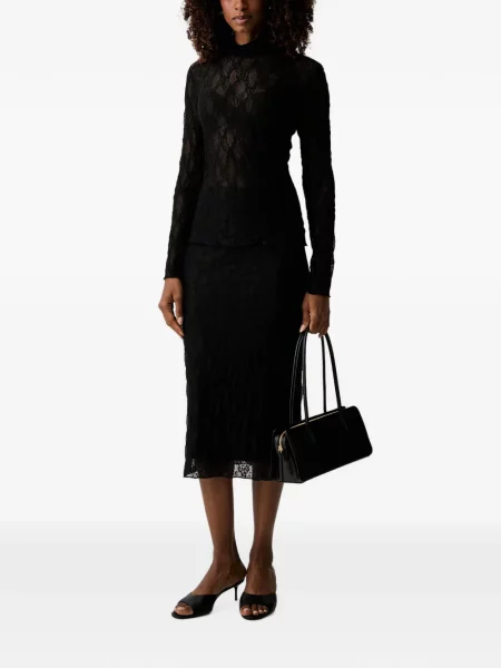 Fustă midi Twinset din dantelă negru