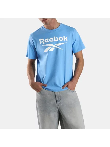 Reebok Koszulka z dużym logo i okrągłym dekoltem male Peri Blue Size: XS niebieska