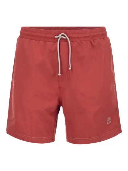 Haftowane kąpielówki Brunello Cucinelli czerwone