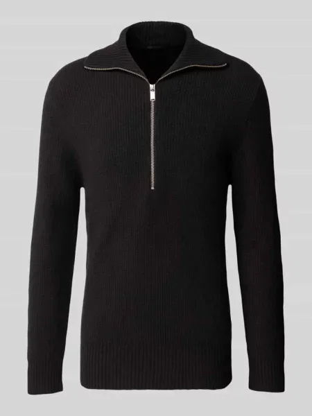Sweter z dzianiny o kroju regular fit z elastycznej mieszanki bawełny Drykorn czarny