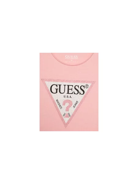 GUESS Marškinėliai rožių / pastelinė rožinė juoda