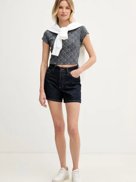 Calvin Klein Jeans crop top z elastanom siva