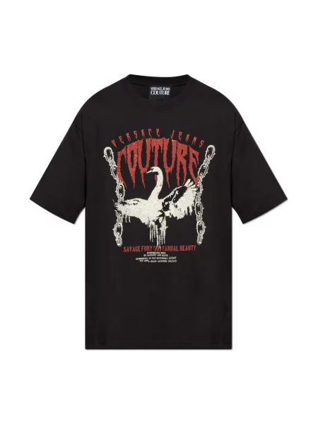 Koszulka Versace Jeans Couture z cekinami czarna