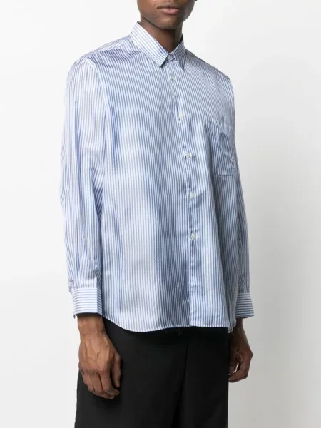 Pruhovaná košile Comme Des Garçons Shirt s potiskem modrá