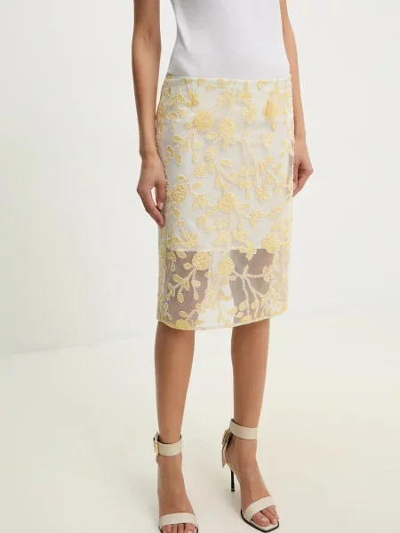 Rotate fustă midi drept galben