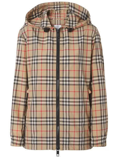 Kostkovaná retro bunda Burberry s kapucí