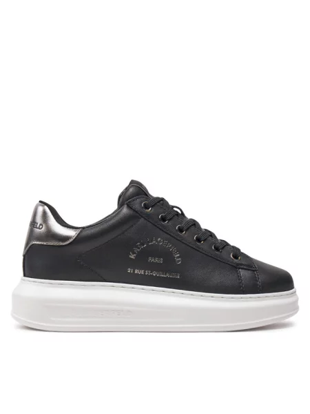 Buty KARL LAGERFELD Kapri Maison black leather w/silver czarne