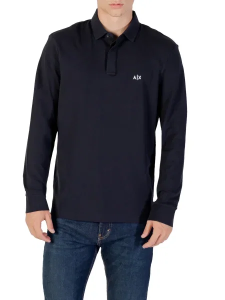 Polo majica Armani z dolgimi rokavi črna